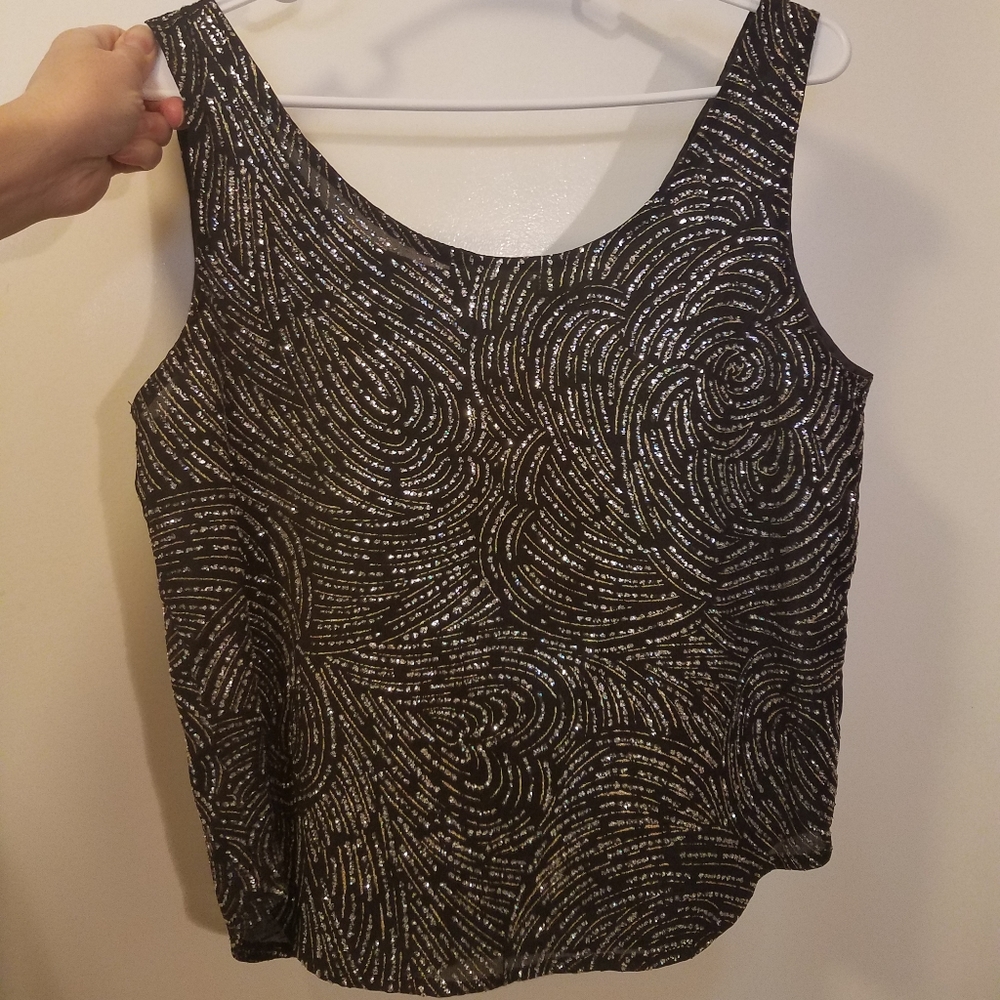 Beautiful medium sparkle glitter gold silver top